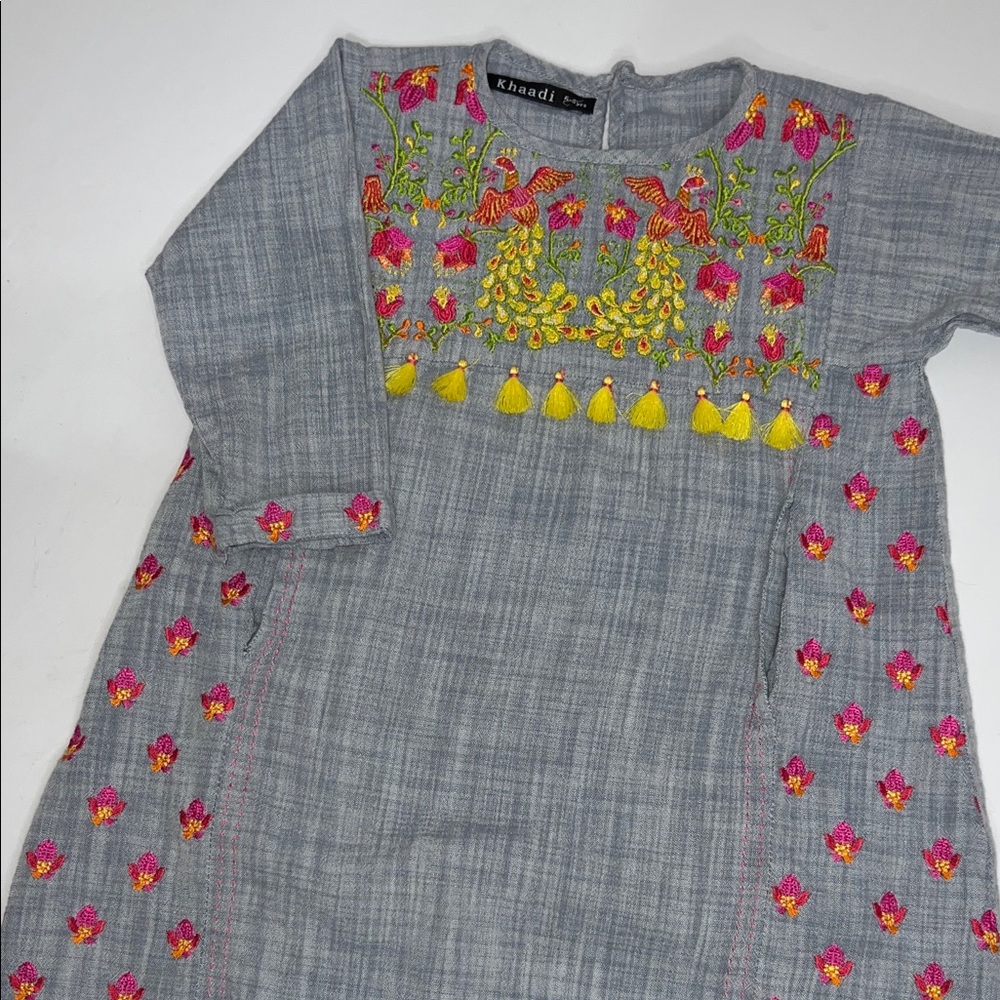 Preowned Khaadi Gray Dress with Colorful Embroidery